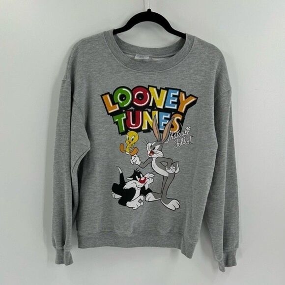 Women's Warner Brothers Looney Tunes Sweatshirt Gray Medium - Picture 1 of 7